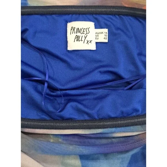 Princess Polly Micah Strapless Mini Dress Bodycon Blue Multicolor Size 10 - Picture 7 of 11